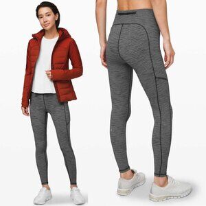 Lululemon Speed Up Tight 28" In Luon Variegated Knit Black Heathered Size 8